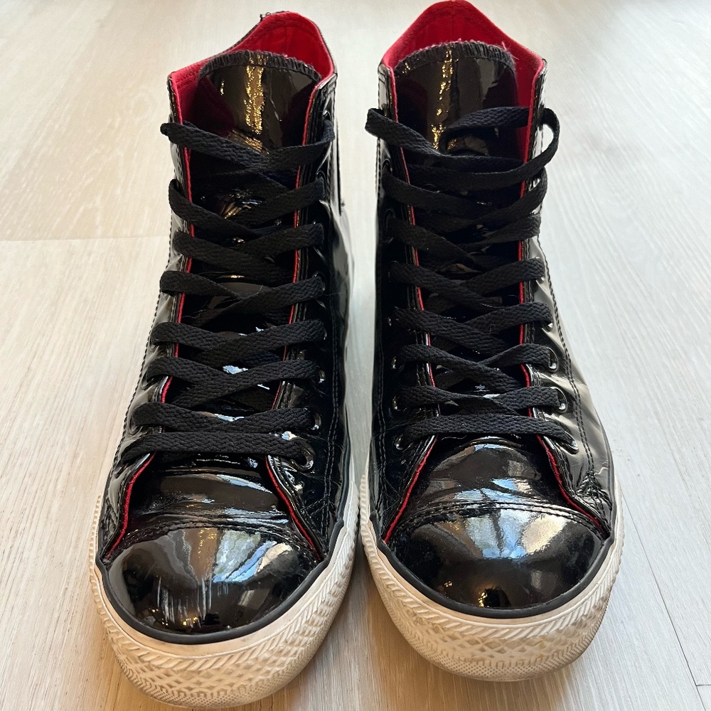 Converse All Stars Patent Hi Black Sneakers, Men’s Size 9.5 - Preowned